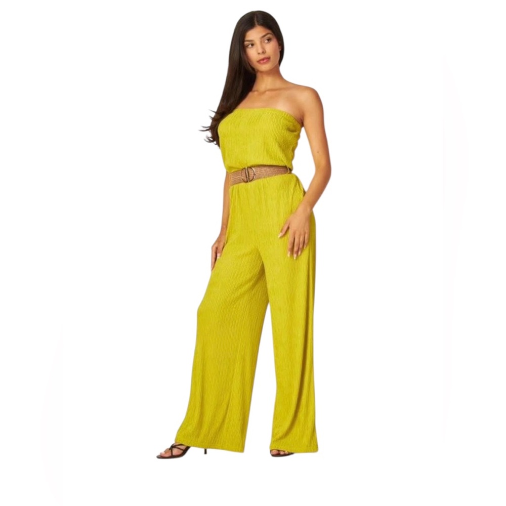Elegant Yellow Strapless Jumpsuit